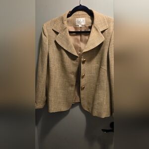 Le Suit Women's tan Linen Blend Skirt Suit